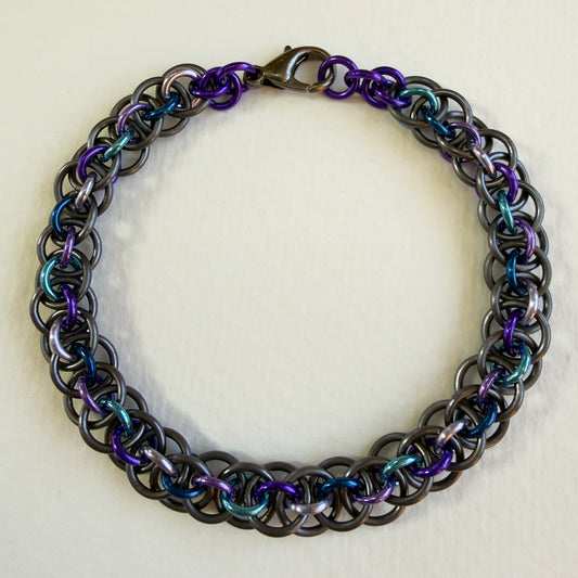 Kyy Chain Bracelet Kit with Free Video Class - Gunmetal with Purple Blue Mix