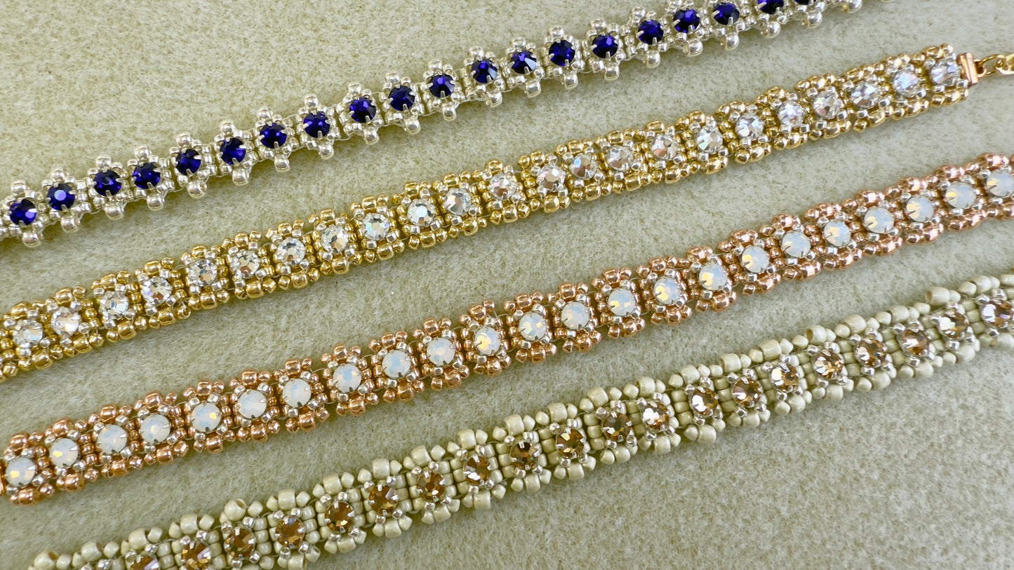 Ladder Stitch Tennis Bracelet Kit with Video Class - Matte Galvanized Silver & Lt Colorado Topaz