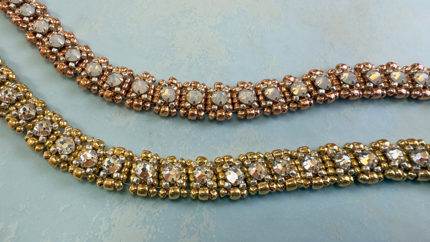 Ladder Stitch Tennis Bracelet Kit with Video Class - Rose Gold & White Opal