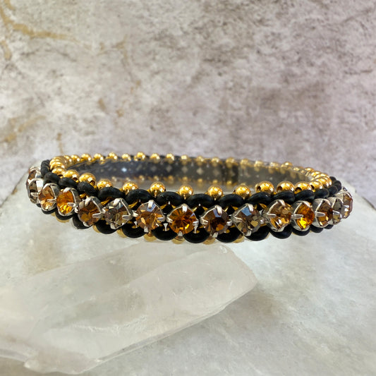 Little Bling Stretch Bracelet Kit with Video Class - Black, Gold & Tortoise Shell Rhinestone Mix