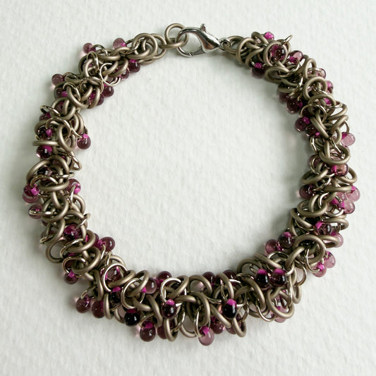 Locked Up Drops Bracelet Kit with Video Class - Champagne & Raspberry Lined Smoke