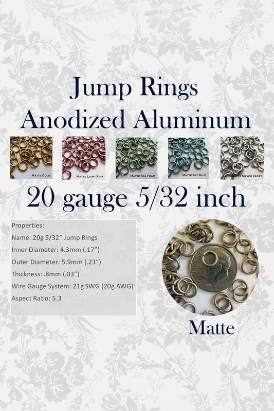 Jump Rings AA MATTE 20g 5/32" (AWG) ID: 4.3mm- choose color & quantity