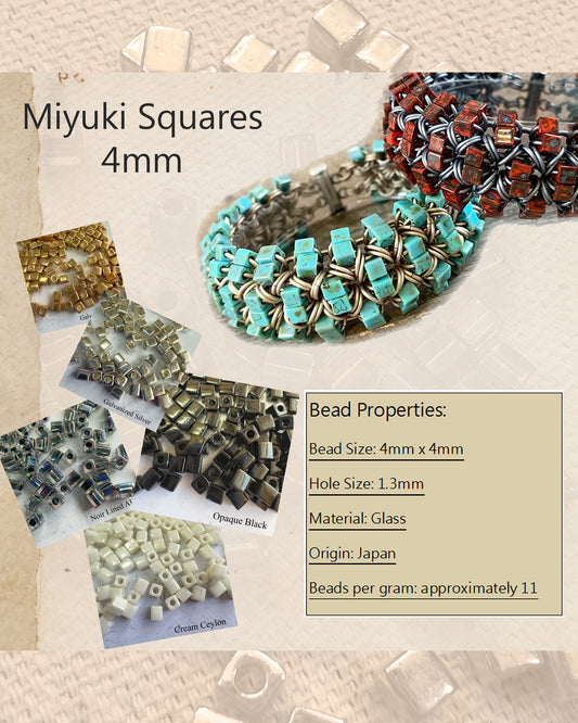 Miyuki Square Beads 4mm - 10 Grams