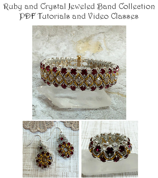 Ruby & Crystal Jeweled Band Collection PDF Tutorials & Class Videos - No Materials Included