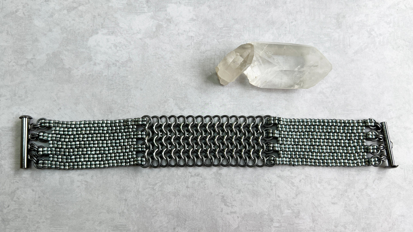 Peyote & European 4 in 1 Bracelet Kit with Video Class - Blue Slate, Seafoam & Matte Gunmetal