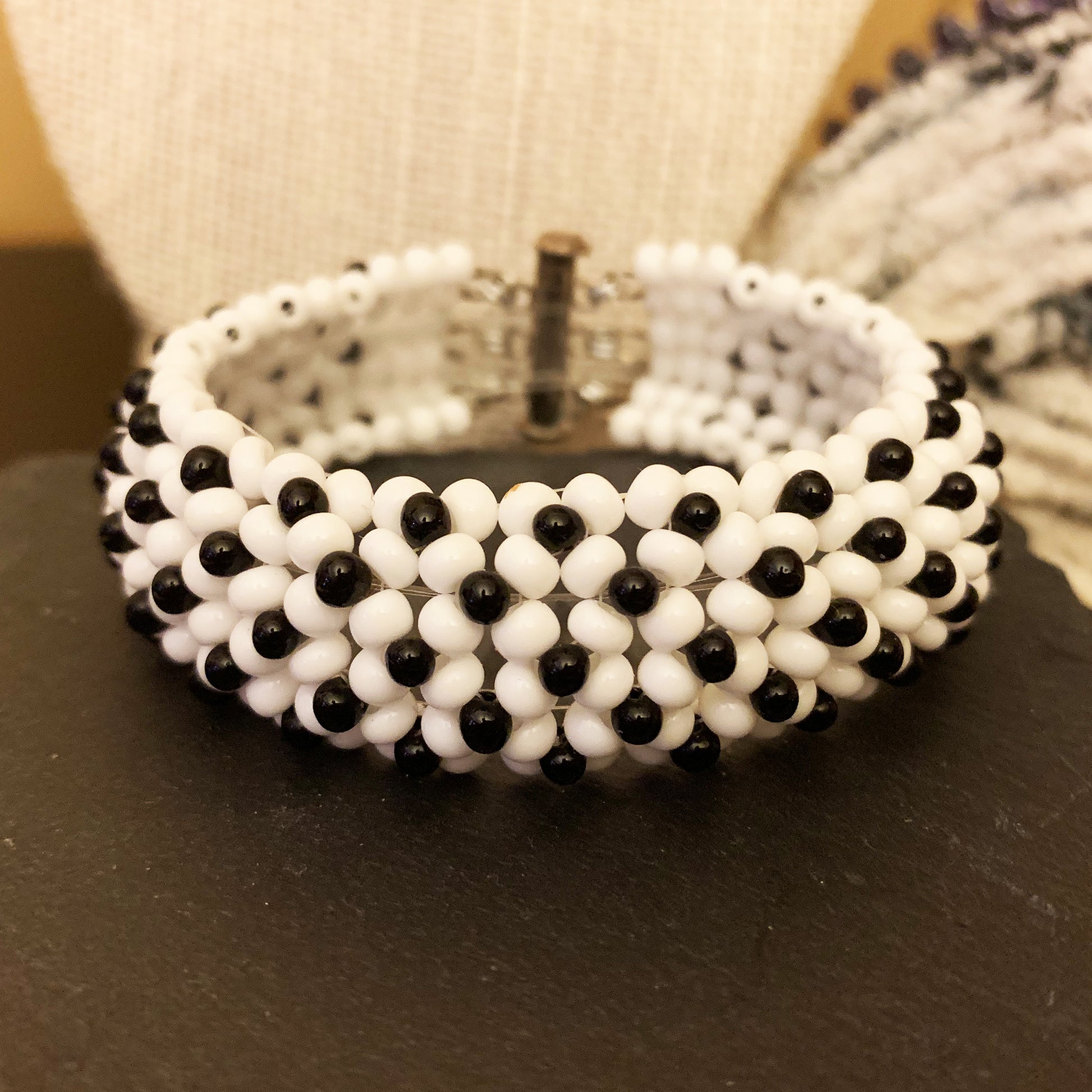 Polka Dot Chenille Stitch Bracelet 8/0 or 6/0 – Bead Me A Story