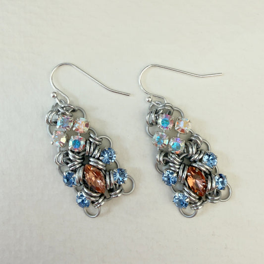 Pompadour Rhinestone Earrings Kit with Video Class - Saltwater Sunset