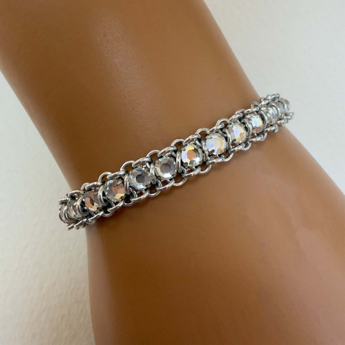 Rose Montee Tennis Bracelet Kit with PDF Tutorial & Video Class - Silver & Crystal