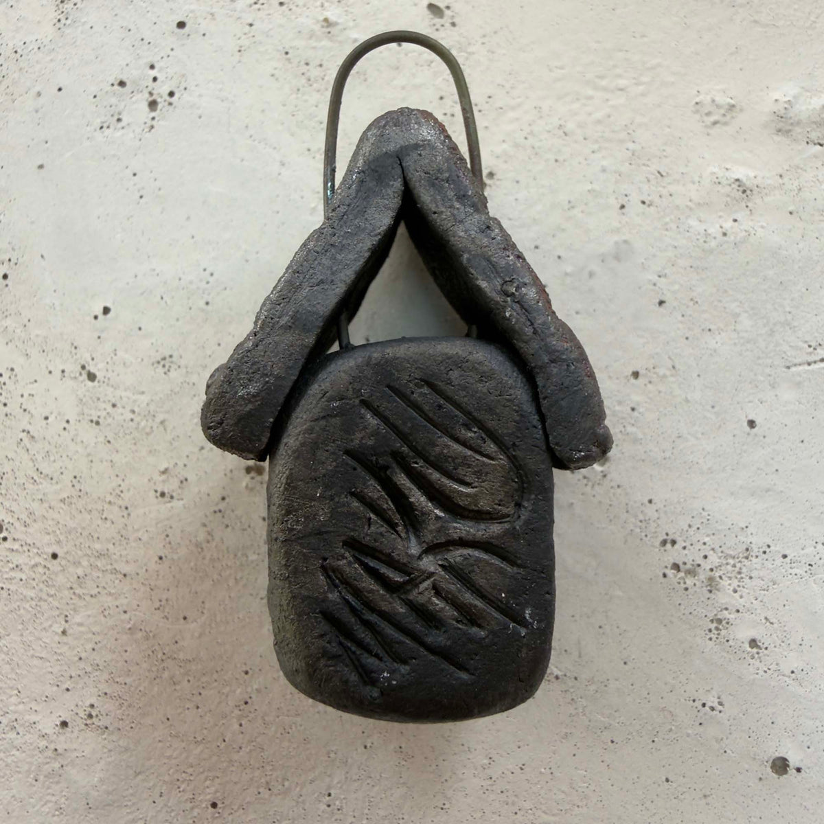 Raku Tiny Heart House (1 1/2" x 1") - OOAK Ceramic