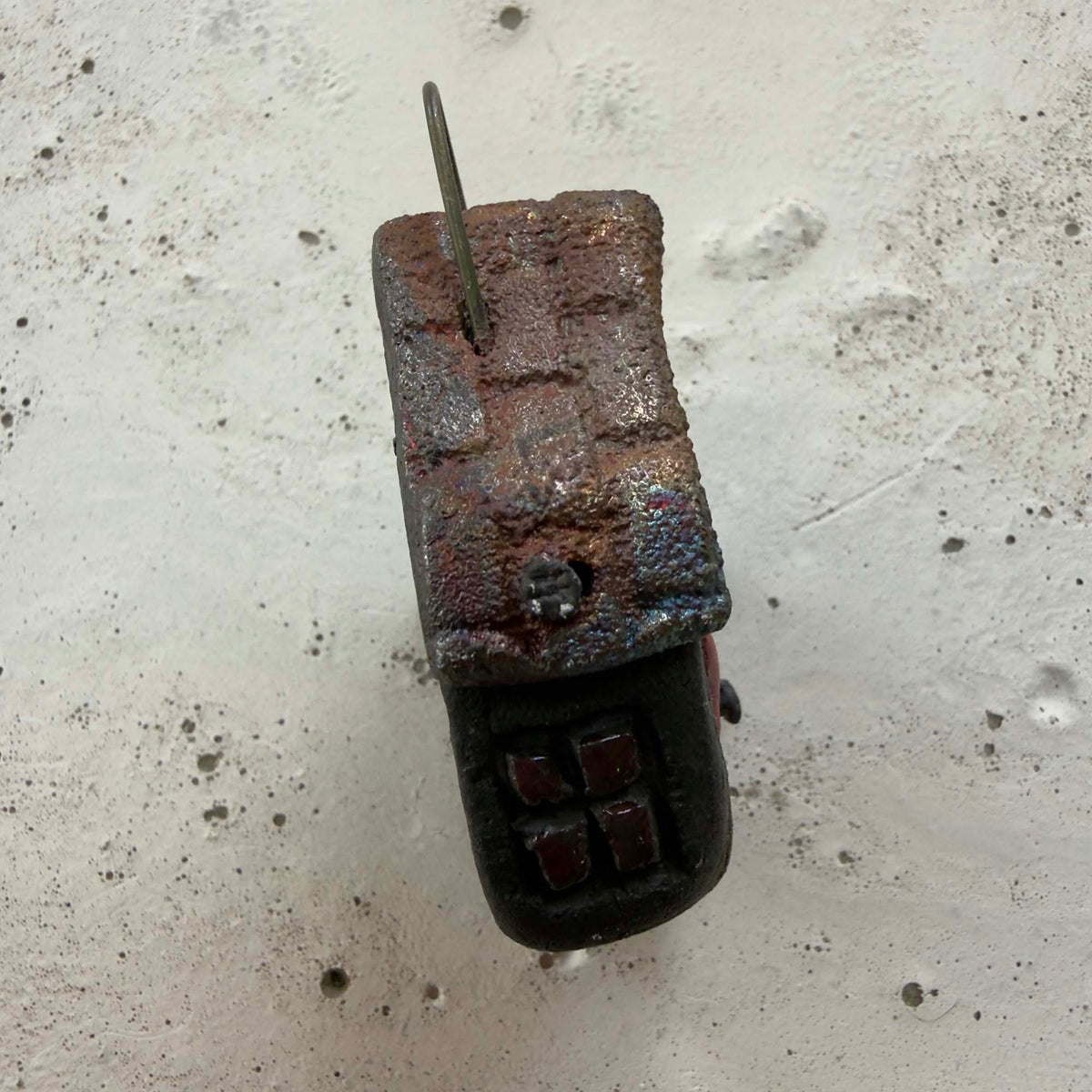 Raku Tiny Heart House (1 1/2" x 1") - OOAK Ceramic