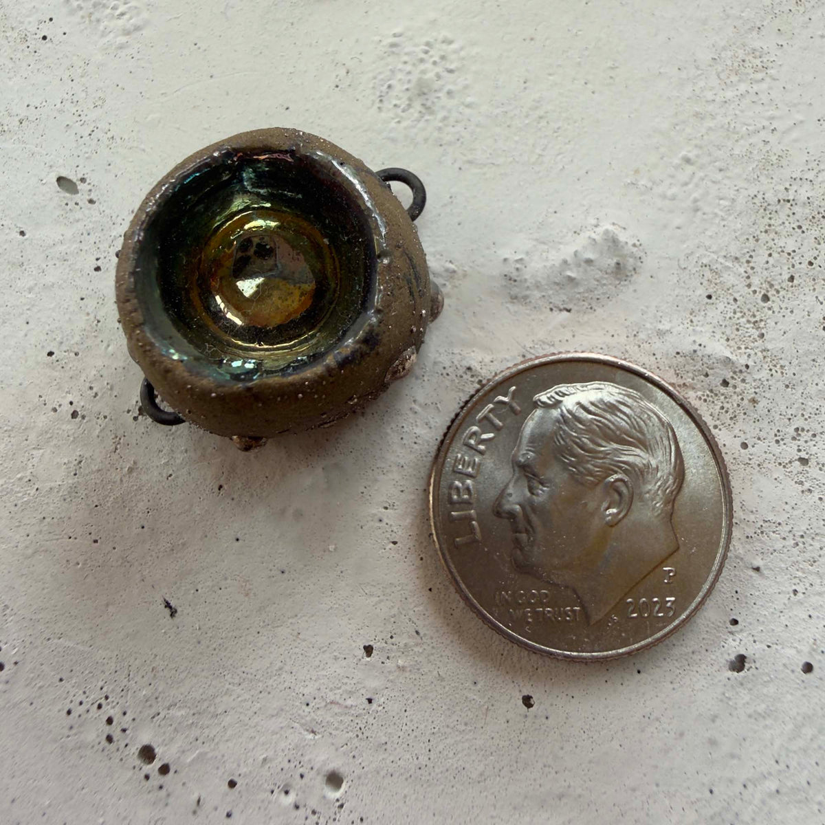 Raku Pod Pendant Connector (5/8" diameter) - OOAK Ceramic