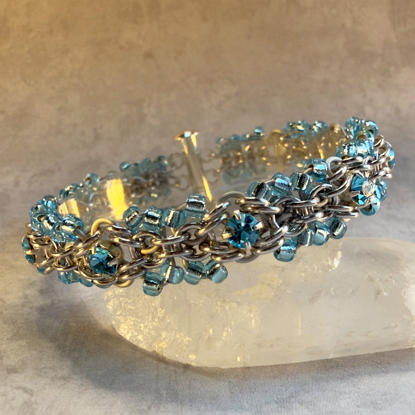 Rhinestone Rumple Bracelet Kit with Video Class - Silver, Frost, Aqua, & Aqua Bohemica
