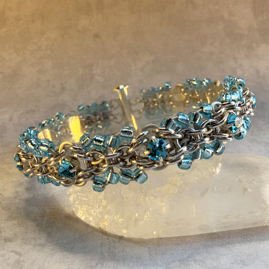 Rhinestone Rumple Bracelet Kit with Video Class - Silver, Frost, Aqua, & Aqua Bohemica