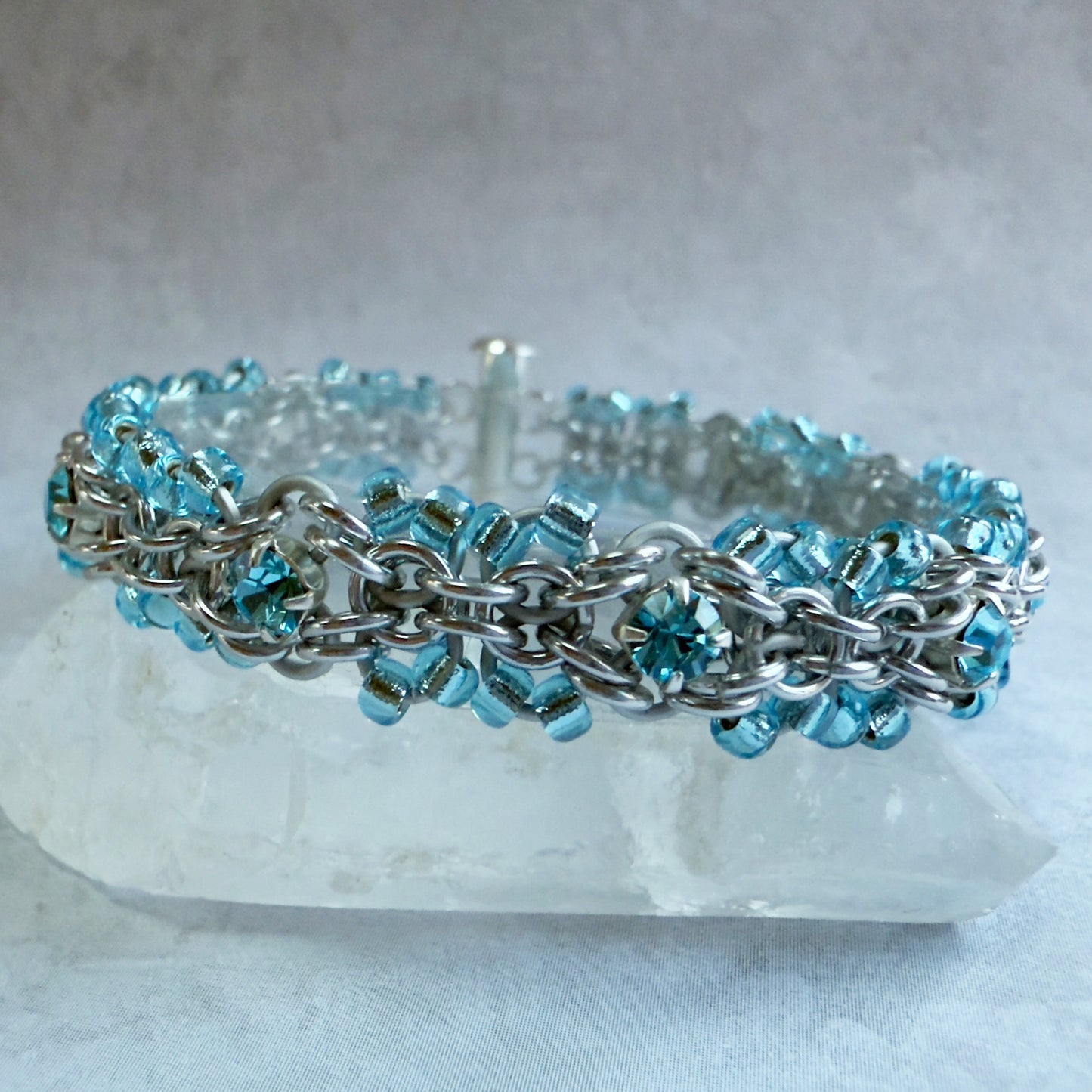 Rhinestone Rumple Bracelet Kit with Video Class - Silver, Frost, Aqua, & Aqua Bohemica