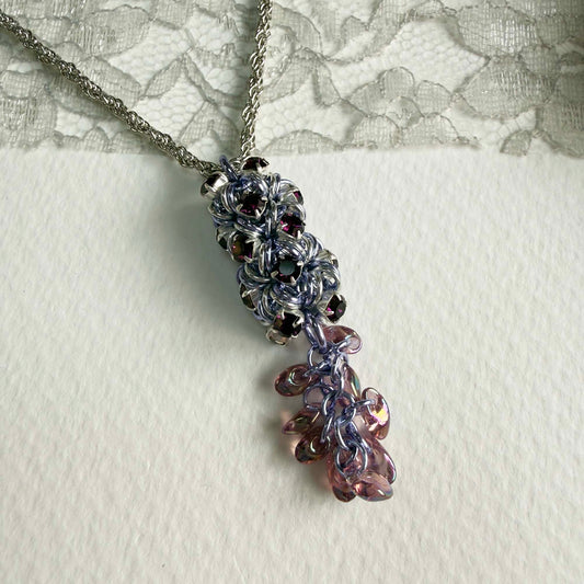 Rhinestone Tube & Long Magatamas Pendant Kit with Video Class - Lavender, Silver & Amethyst