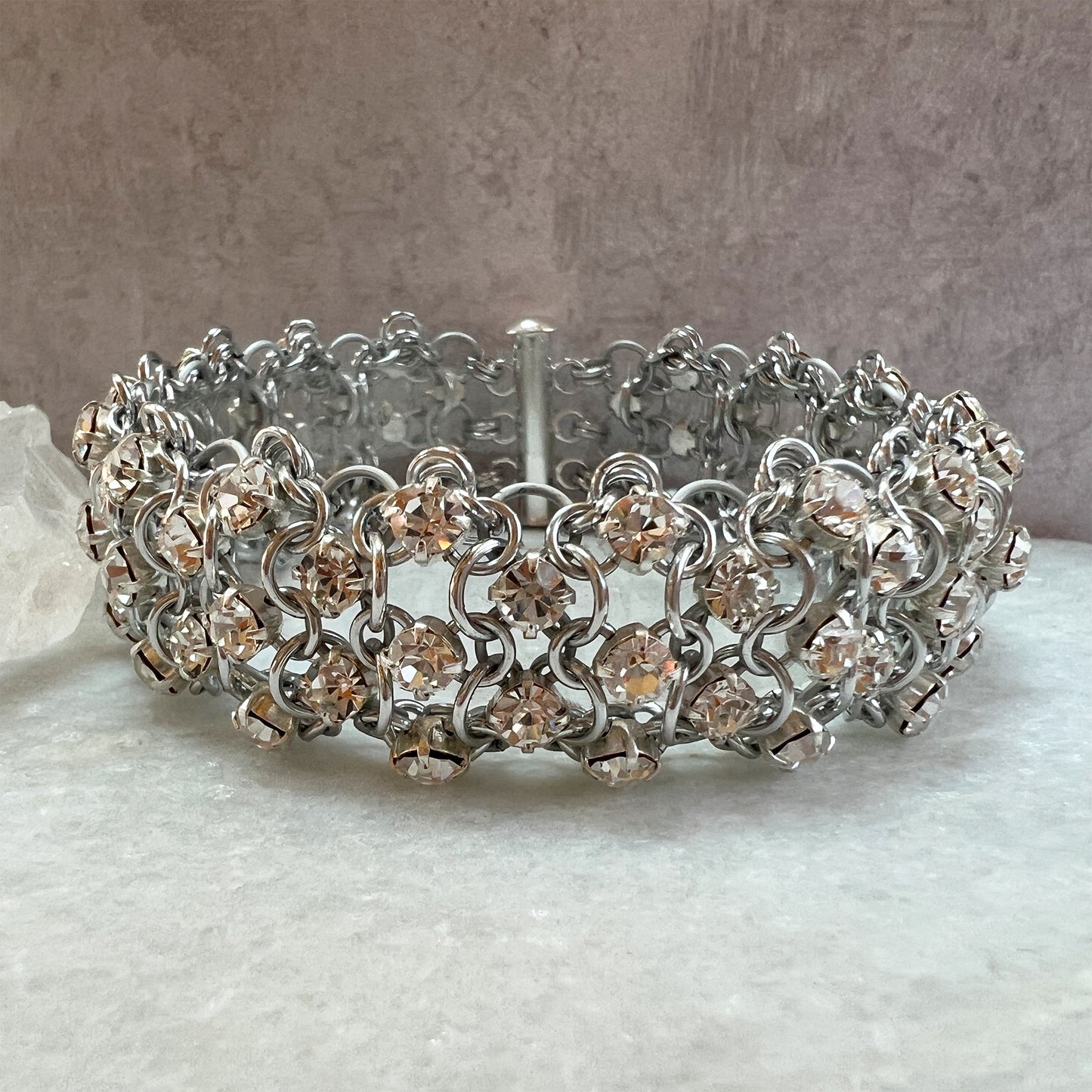 Rhinestones in Gridlock Preciosa Bracelet Kit with Video Class- Silver & Crystal