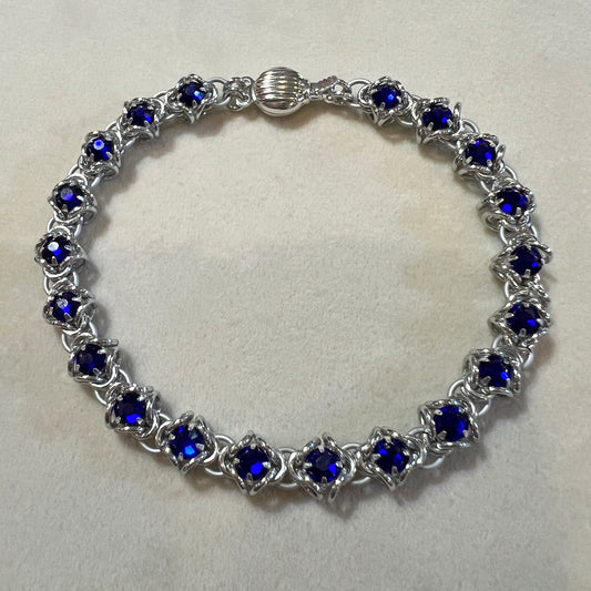 Rose Montee Reversible Byzantine Bracelet Kit with Video Class - Silver, Cobalt/Crystal & Frost