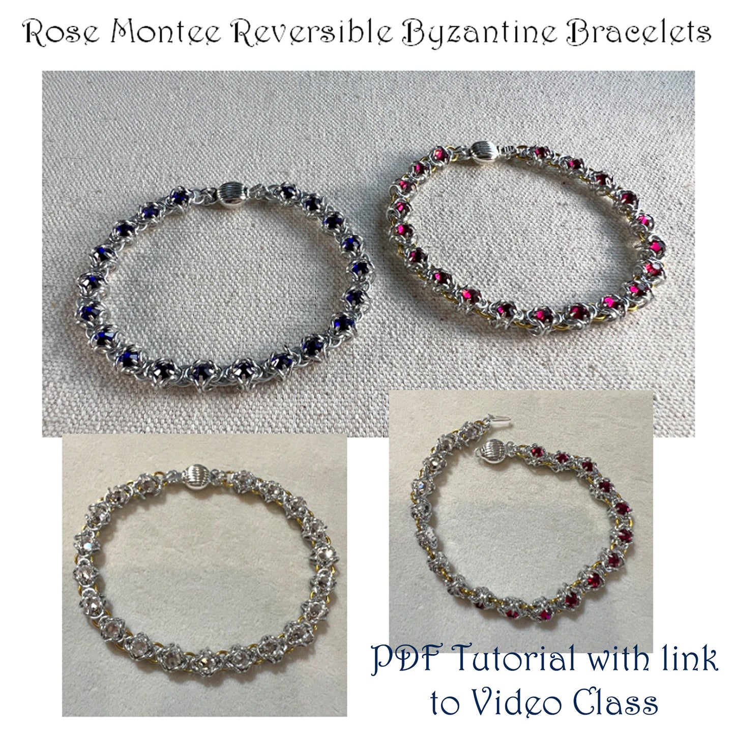 Rose Montee Reversible Byzantine Bracelet PDF Tutorial and Video Class - No Physical Items