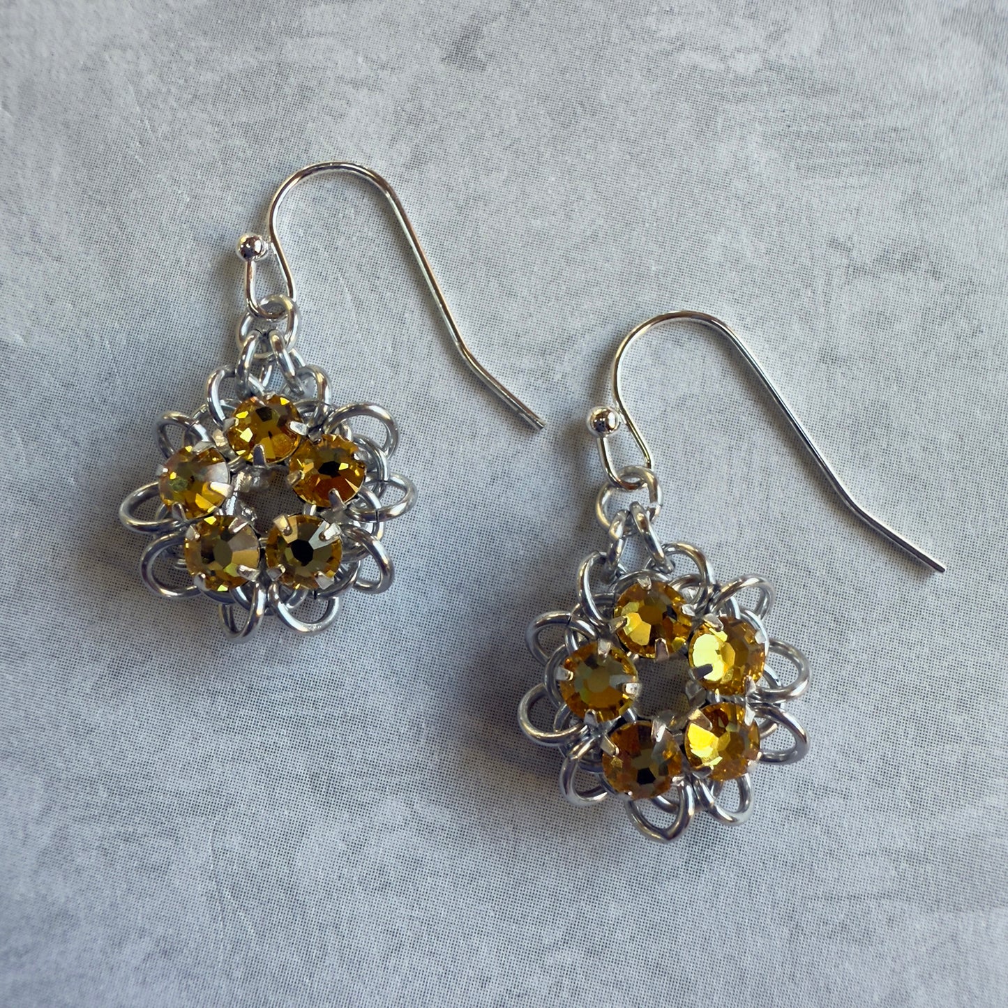 Rose Montee Starburst Earrings Mini Kit with Video Class - choose birthstone color