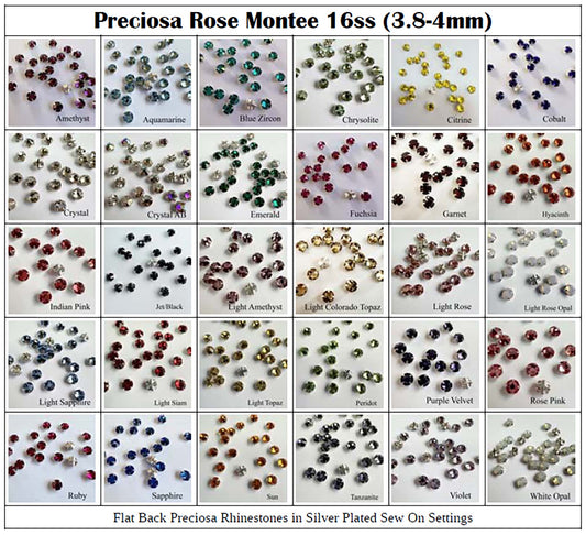Preciosa Rose Montee 16ss (3.8-4mm) - choose color