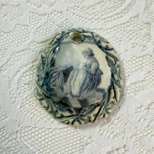 Seamstress Pendant (1 1/2" x 1 1/4") - OOAK Ceramic