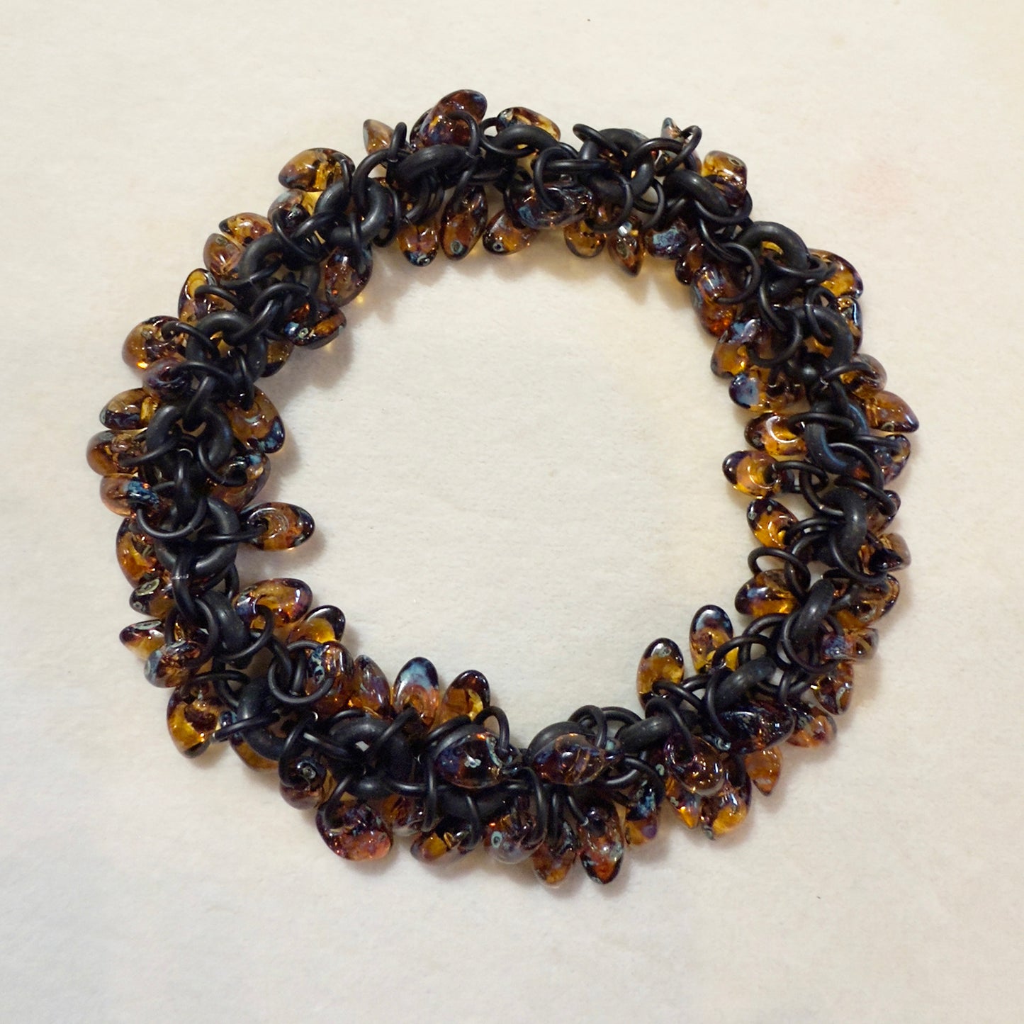 Shaggy Long Magatama Stretch Bracelet Kit with Free Video - Matte Black & Tortoise Shell Picasso