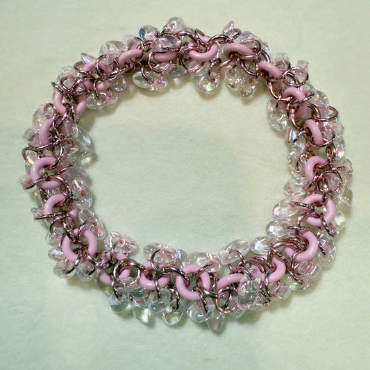 Shaggy Long Magatama Stretch Bracelet Kit and Free Video - Cupcake Pink, Lt Pink & Pink Lnd AB