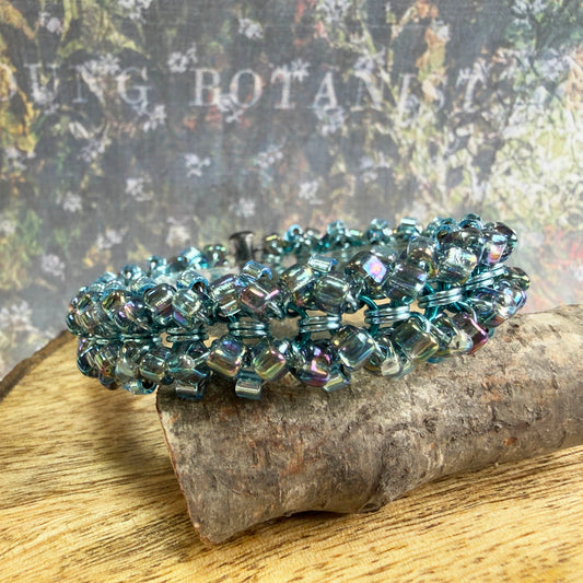 Side Locked Ruffle Bracelet Kit with Video Class - Teal, Sky Blue, Gunmetal & Gray AB