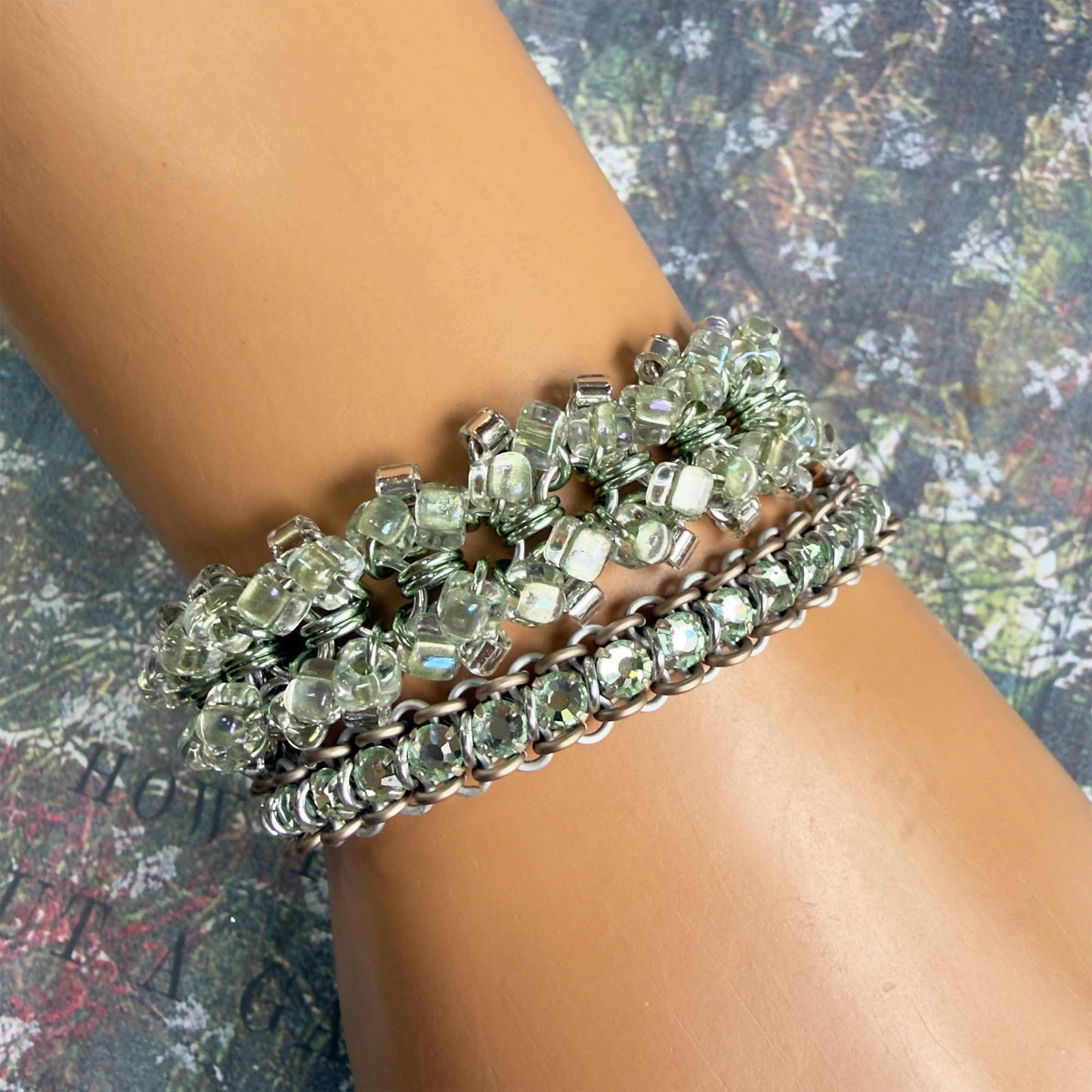 Side Locked Ruffle Bracelet Kit with Video Class - Silver & Sea Foam