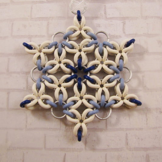 Snowflake Tri Flower Ornament Mini Kit with FREE Video - White with Celestial and Powder Blue