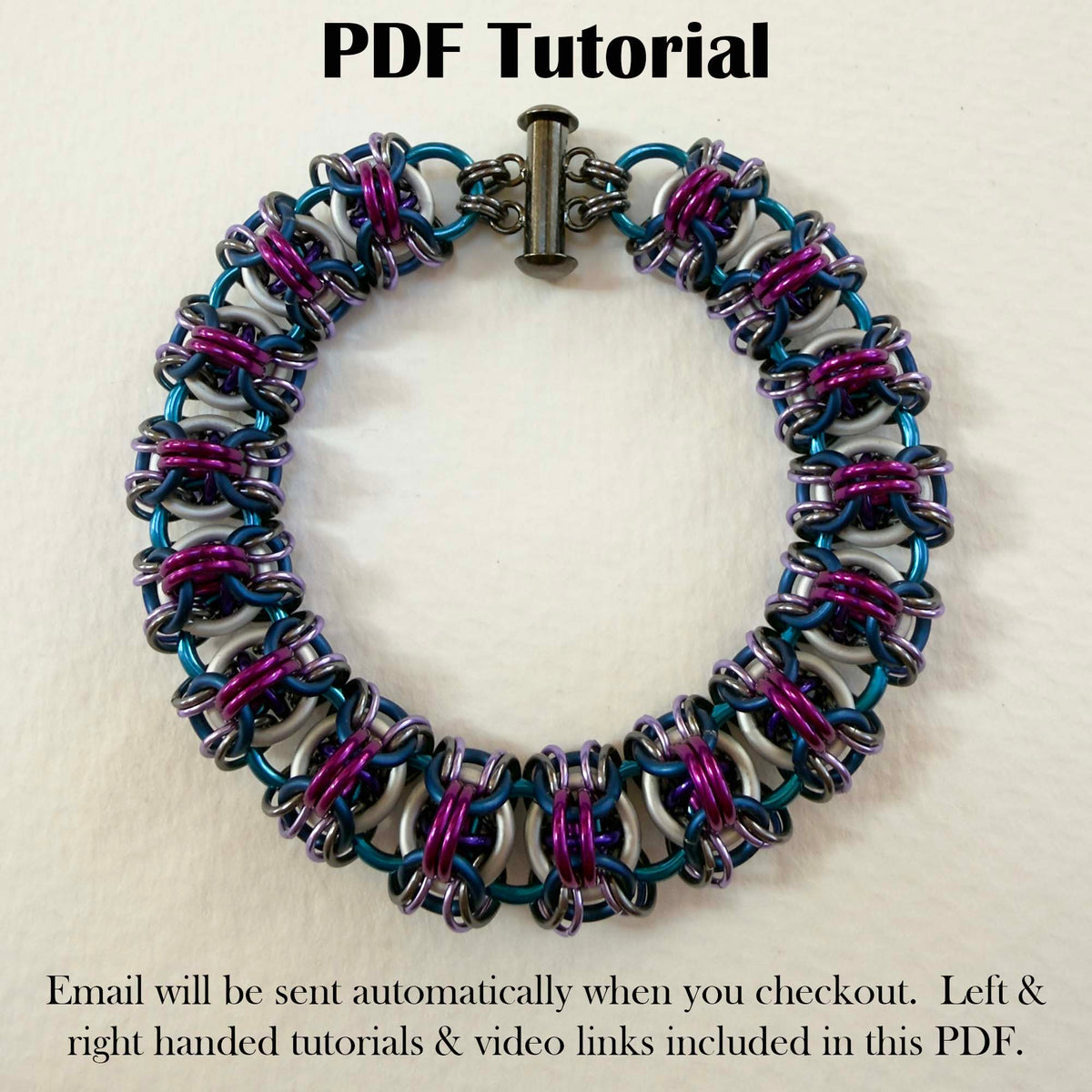 Sprite Chain Bracelet PDF Tutorial with Links to Video Class - Left & Right-Handed
