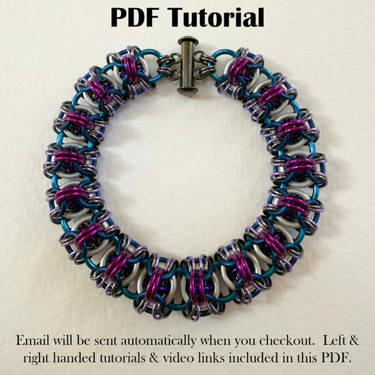 Sprite Chain Bracelet PDF Tutorial with Links to Video Class - Left & Right-Handed