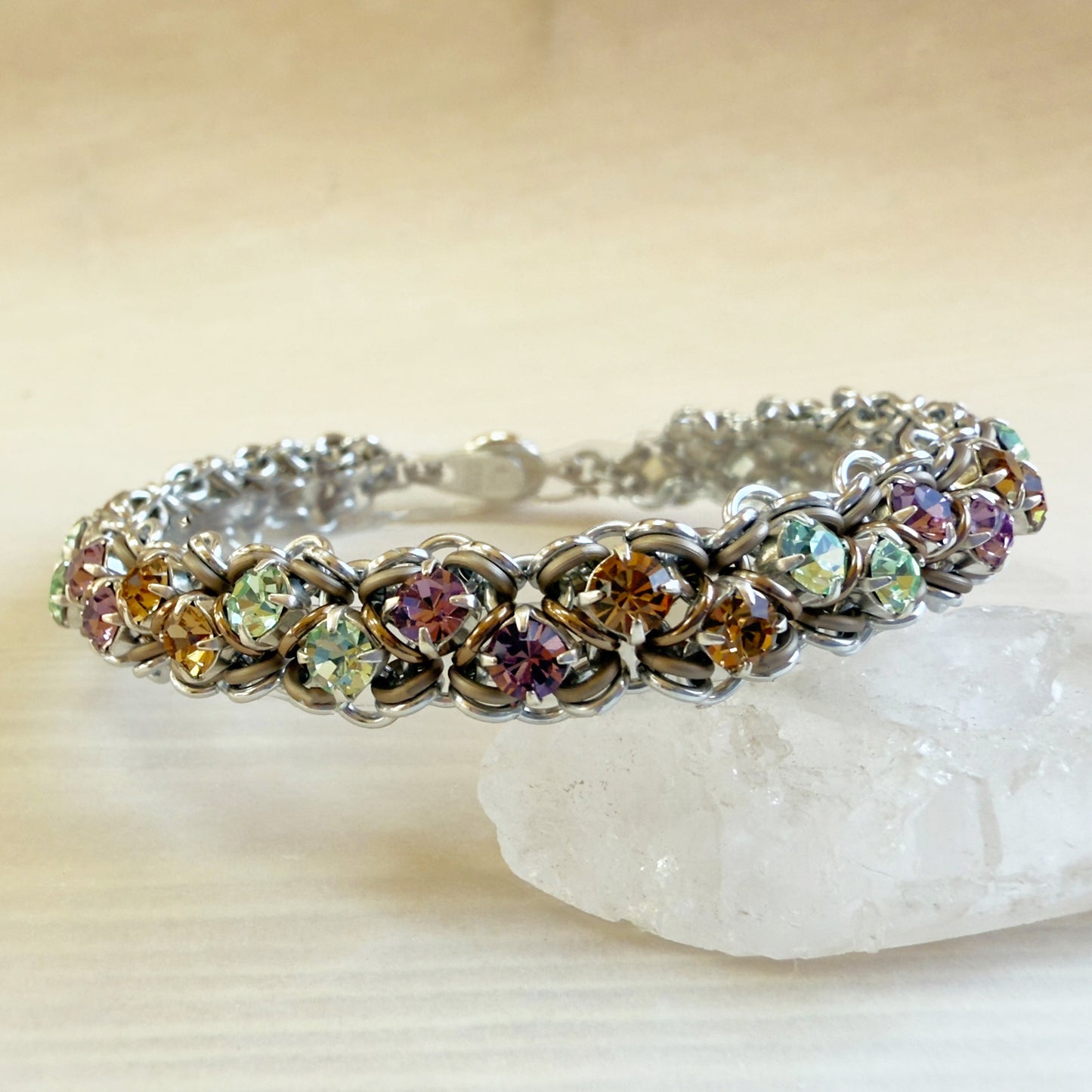 Stripe and Sparkle Preciosa Bracelet PDF Tutorial & Video Classes - No Physical Items