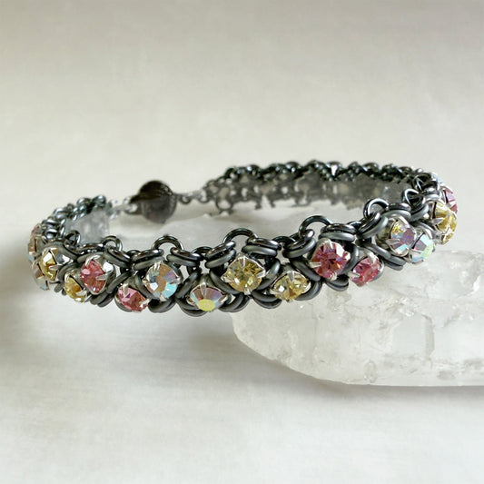 Stripe and Sparkle Bracelet Kit with Video Class - Gunmetal, Lt Rose, Jonquil & Crystal AB