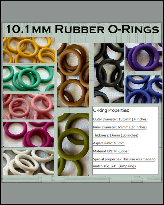 10.1mm Rubber O-Rings (ID: 6.9mm) - choose color & quantity