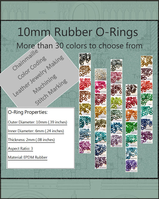 10mm Rubber O-Rings (ID: 6mm) - choose color & quantity