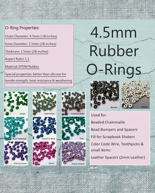 4.5mm Rubber O-Rings (ID: 1.5mm) - choose color/quantity