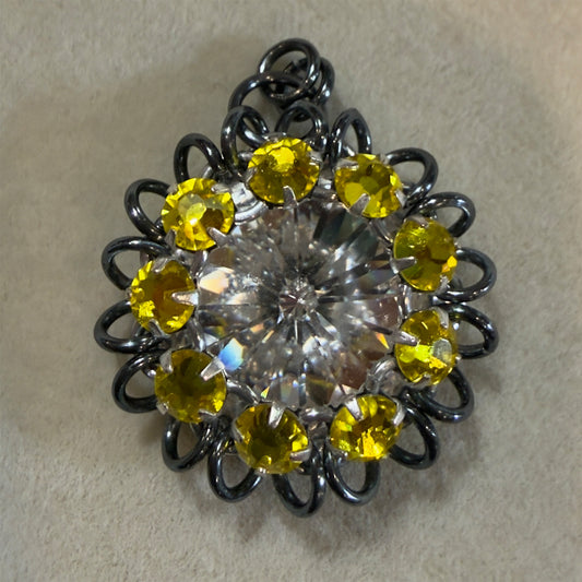 Rose and Rivoli Pendant Mini Kit with Video Class - Silver, Gunmetal, Citrine, & Crystal (November)