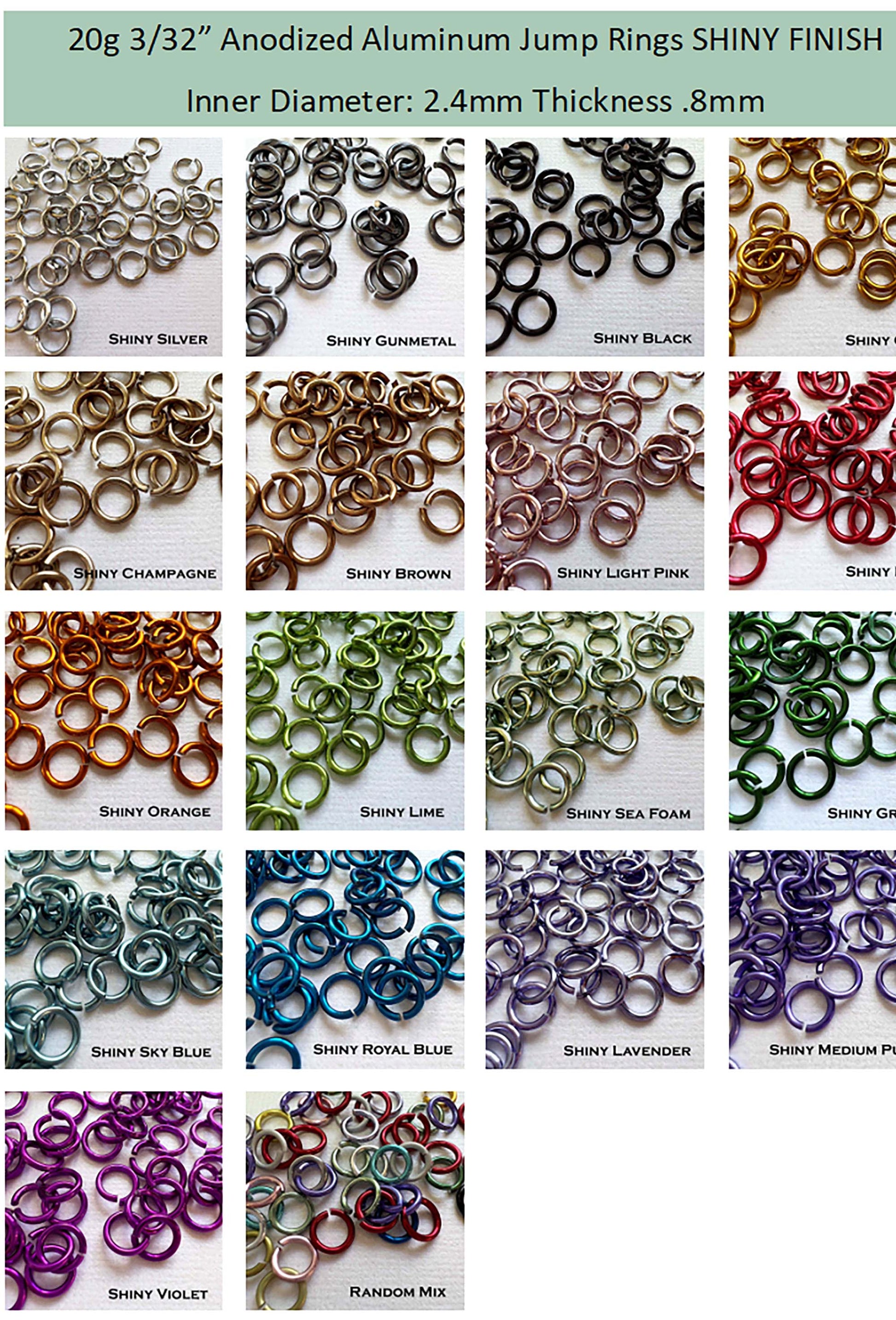 20g 3/32 AA Jump Rings SHINY (AWG) ID: 2.4mm - choose color