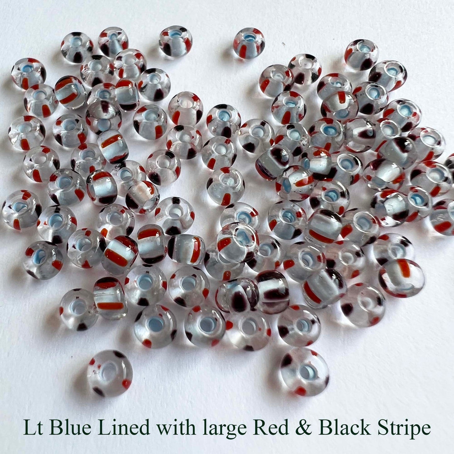 Striped Seed Beads 6/0  Large Stripe 20 gm Choose Color