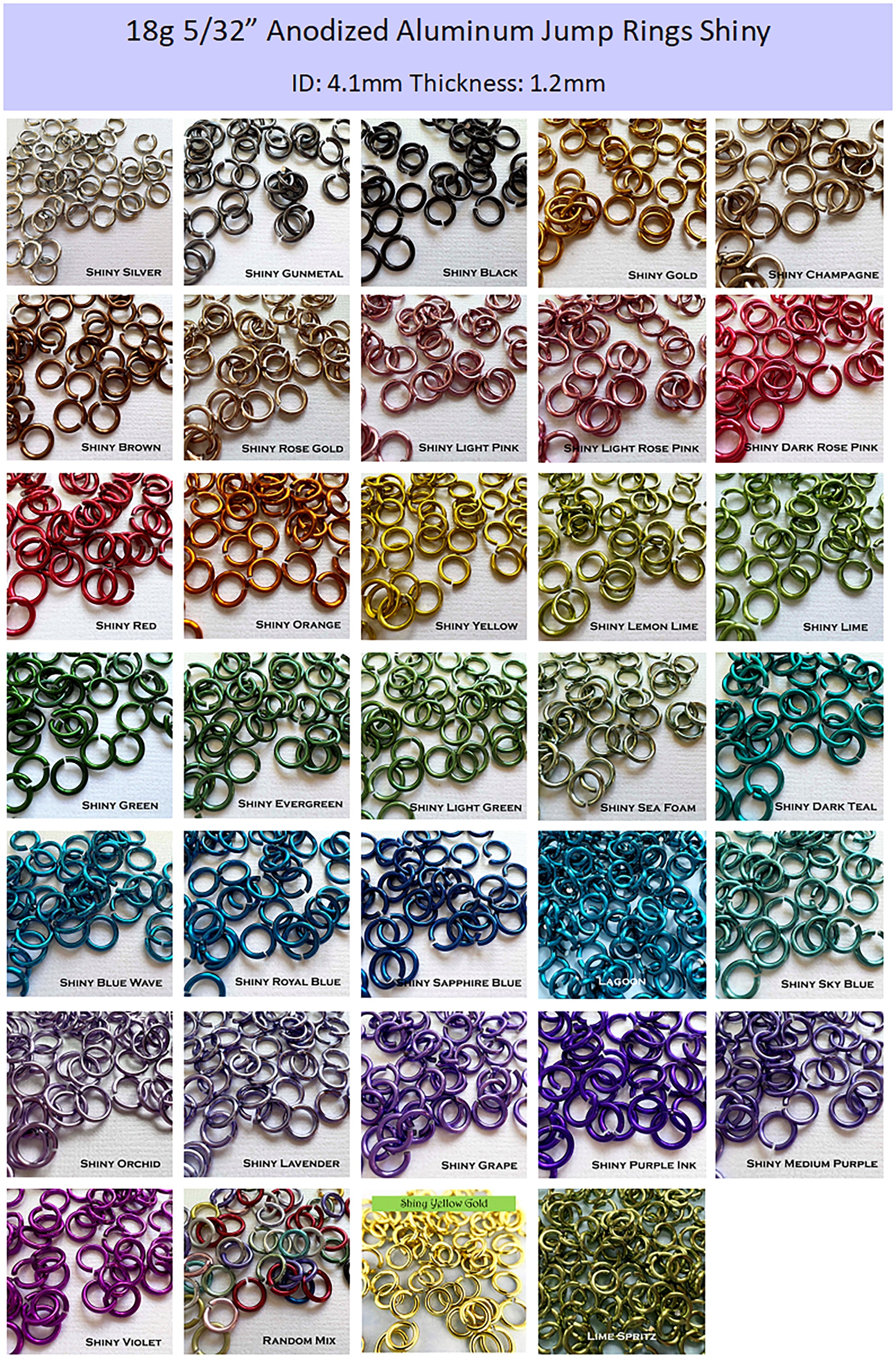 18g 5/32 Jump Rings Shiny (SWG) ID: 4.1mm - Choose color & quantity – Bead  Me A Story