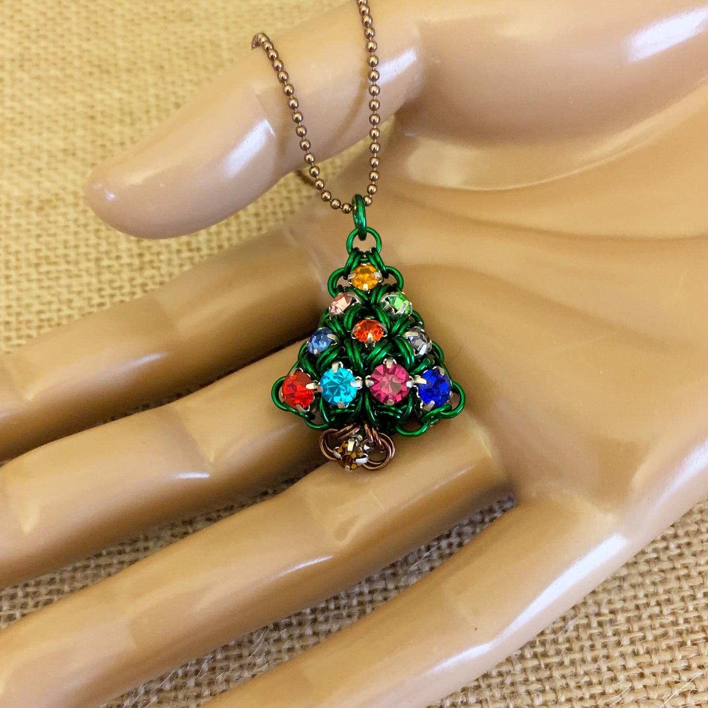 Rhinestone Christmas Tree Pendant Kit with Video Class - Green & Multicolor