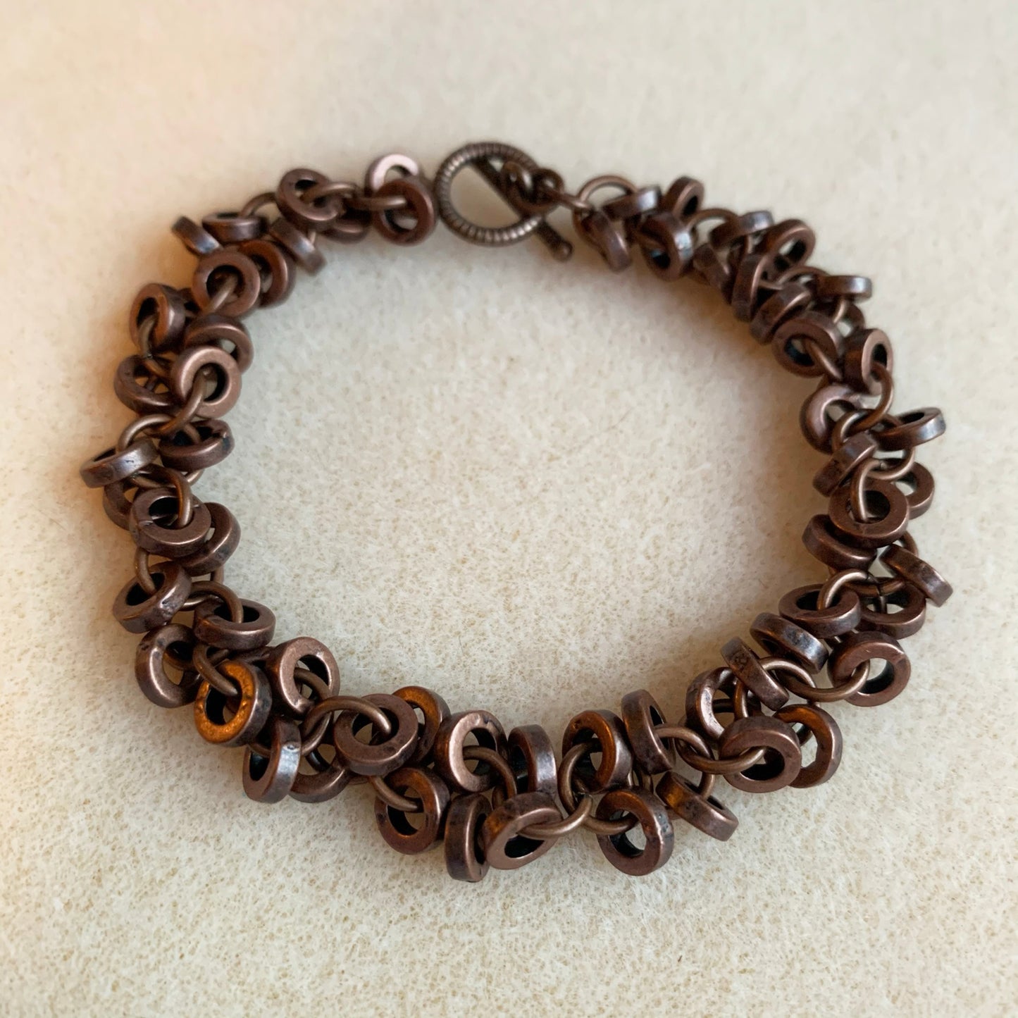 Shaggy Loop Bracelet with Smooth Pewter Rings - Free Video