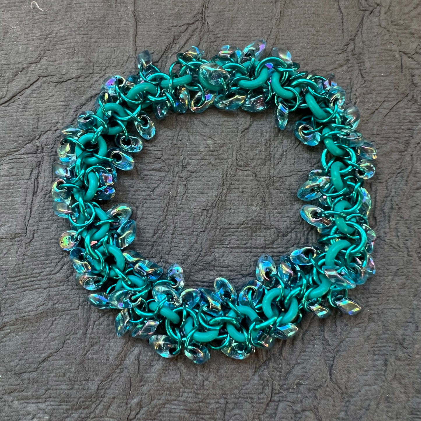 Shaggy Long Magatama Stretch Bracelet Kit with FREE Video  Teal and Noir Lined Aqua